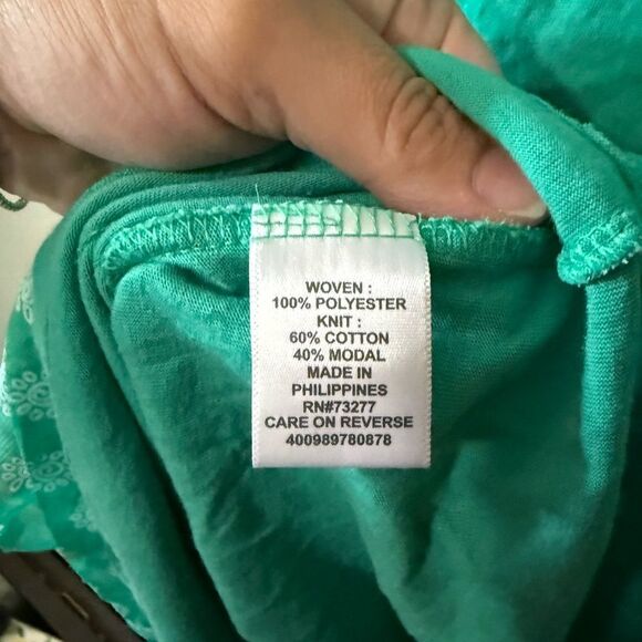 Elle Teal Green Floral Ruffle Printed Tank Top Size XL - Picture 8 of 8